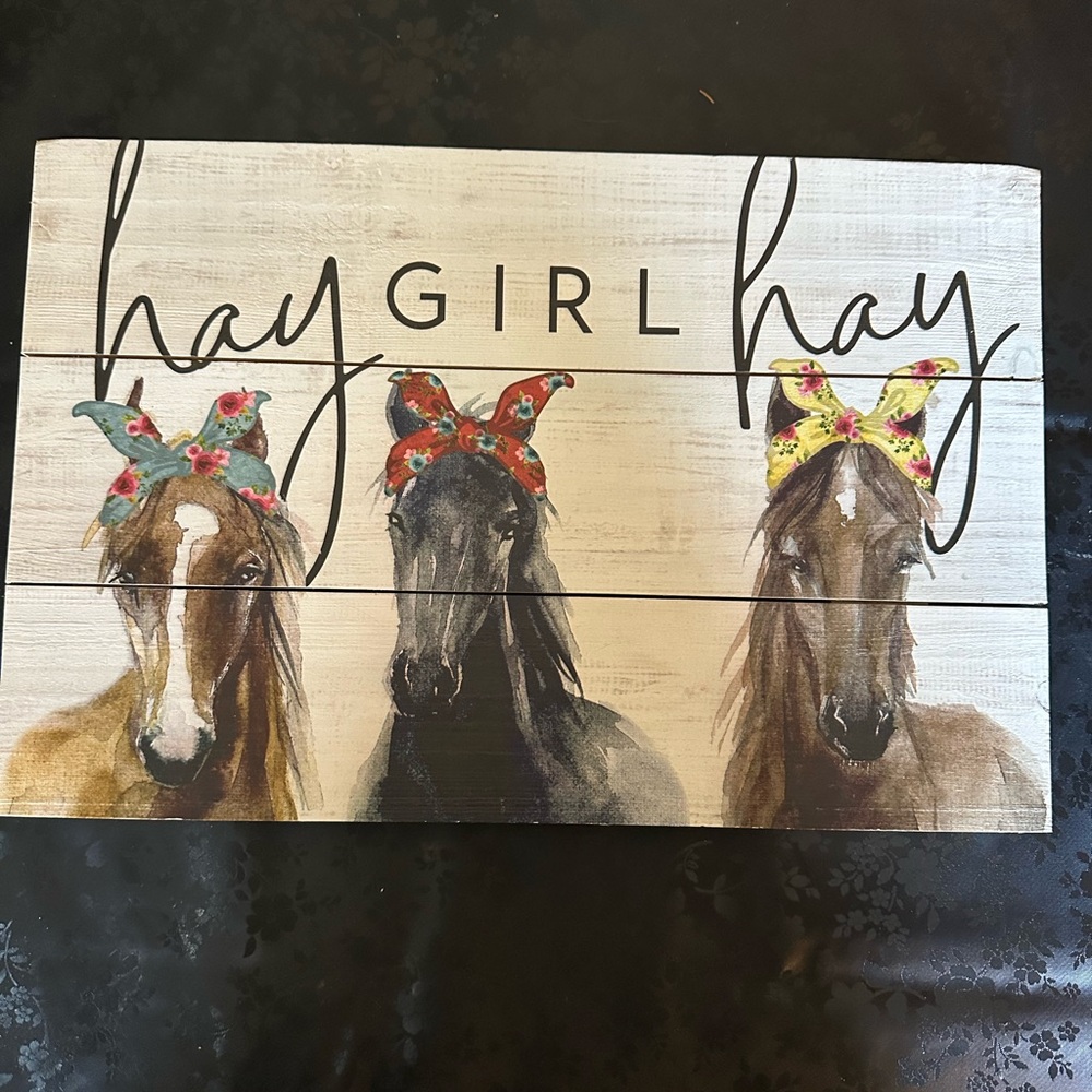 Hay Girl Hay Horse Wooden Wall Art